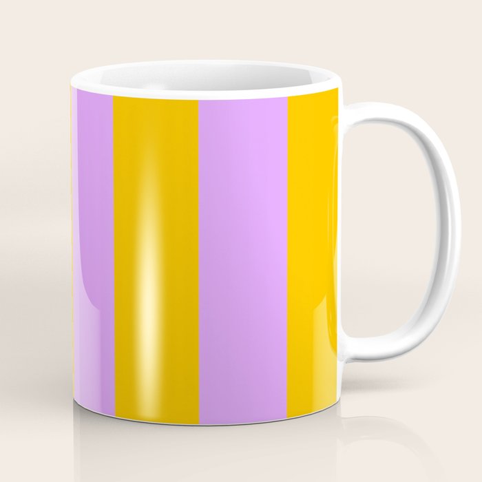 Sunny yellow and purple stripes Coffee Mug Gallery Image 1