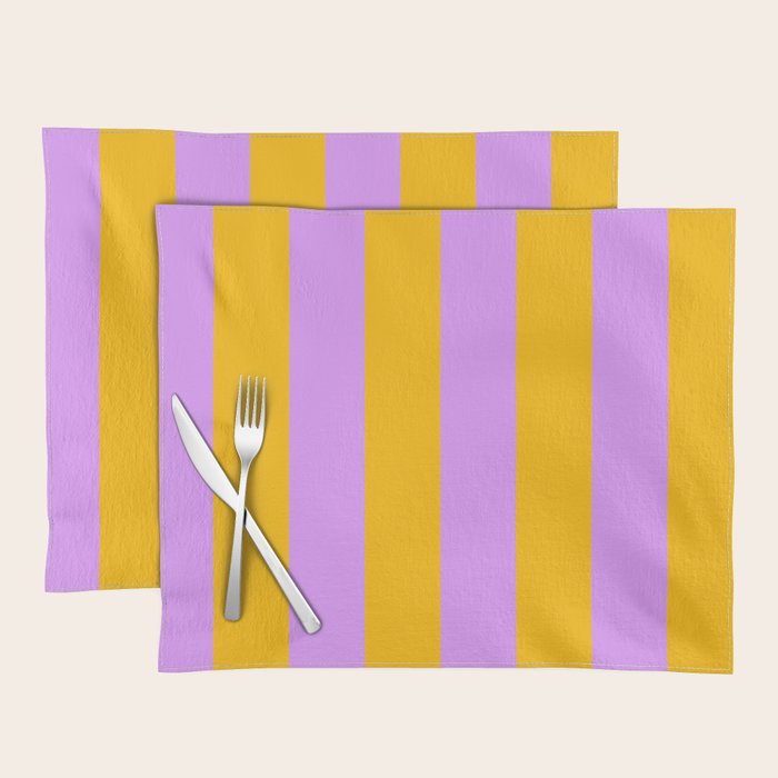 Sunny yellow and purple stripes Placemat Gallery Image 1