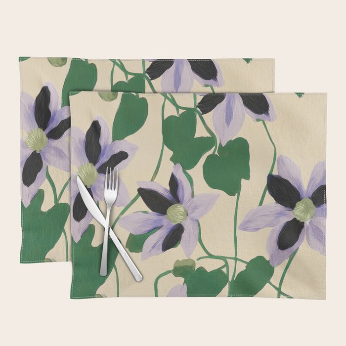 Clematis Botanical Illustration Placemat Gallery Image 1