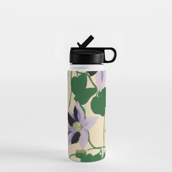 Clematis Botanical Illustration Water Bottle Gallery Image 1