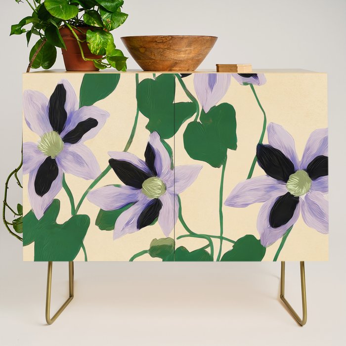 Clematis Botanical Illustration Credenza Gallery Image 1