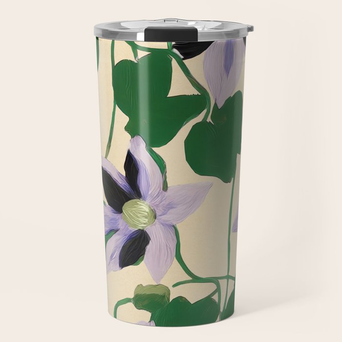 Clematis Botanical Illustration Travel Mug Gallery Image 1