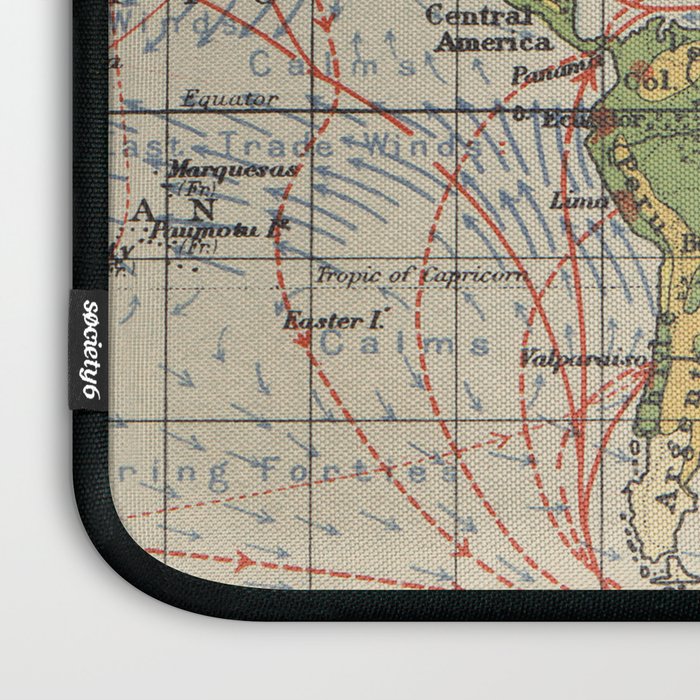 Vintage World Sailing Routes Map (1914) Laptop Sleeve Gallery Image 3
