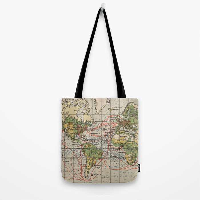 Vintage World Sailing Routes Map (1914) Tote Bag Gallery Image 2