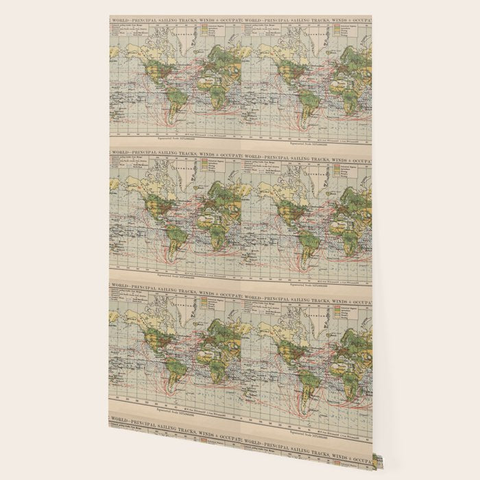 Vintage World Sailing Routes Map (1914) Wallpaper Gallery Image 2