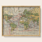 Vintage World Sailing Routes Map (1914) Serving Tray Gallery Image 1