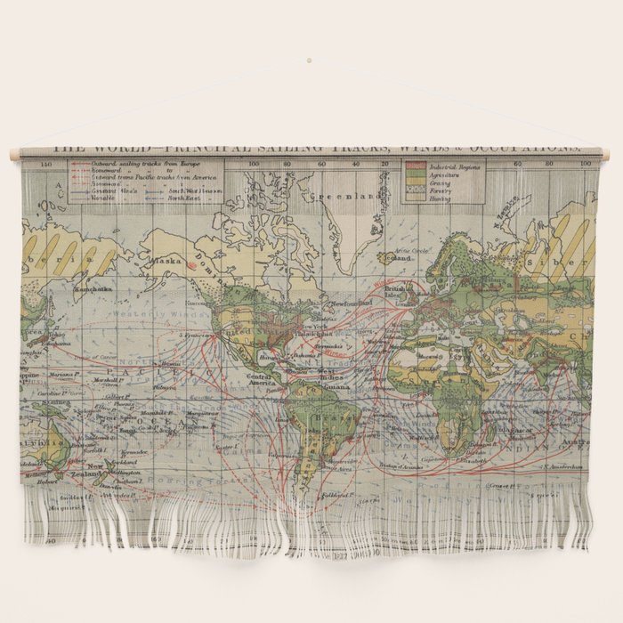 Vintage World Sailing Routes Map (1914) Wall Hanging Gallery Image 1
