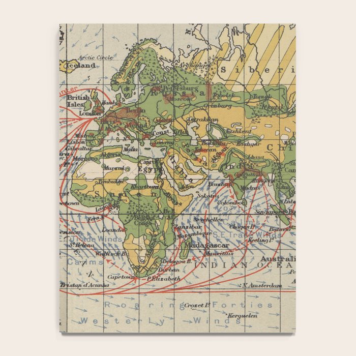 Vintage World Sailing Routes Map (1914) Notebook Gallery Image 4