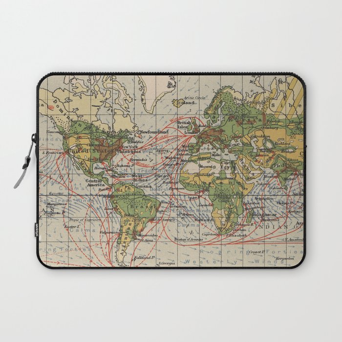 Vintage World Sailing Routes Map (1914) Laptop Sleeve Gallery Image 1
