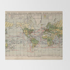 Vintage World Sailing Routes Map (1914) Throw Blanket Gallery Image 2
