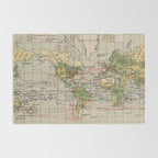 Vintage World Sailing Routes Map (1914) Rug Gallery Image 2
