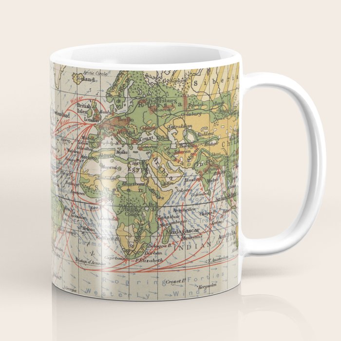 Vintage World Sailing Routes Map (1914) Coffee Mug Gallery Image 1