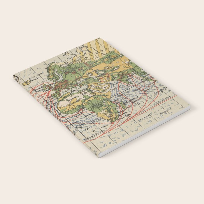 Vintage World Sailing Routes Map (1914) Notebook Gallery Image 1