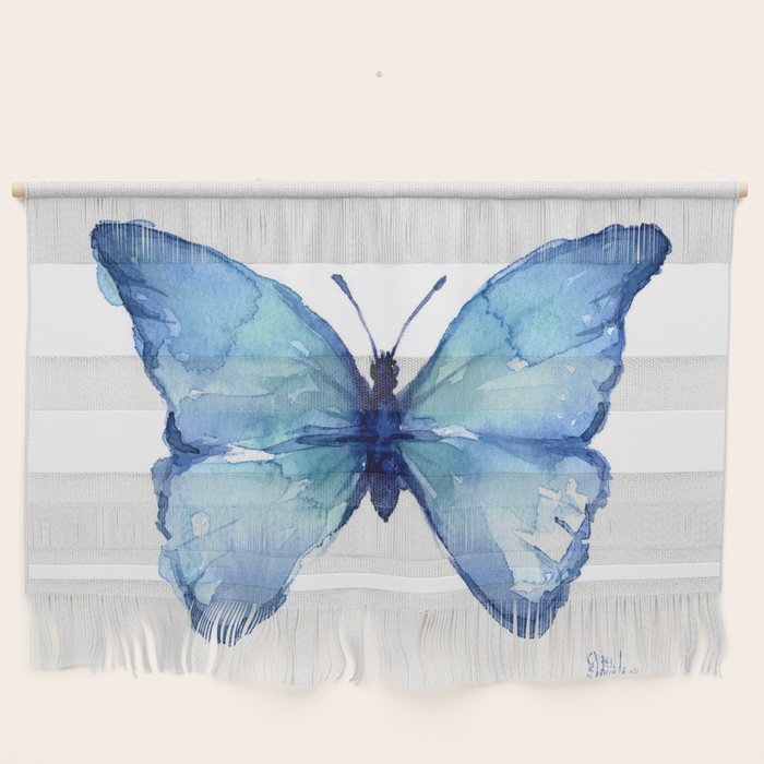Blue Butterfly Watercolor Wall Hanging Gallery Image 1