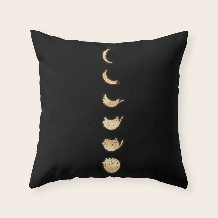 Cat Landscape 57: Phases of the Meow Throw Pillow Gallery Image 6