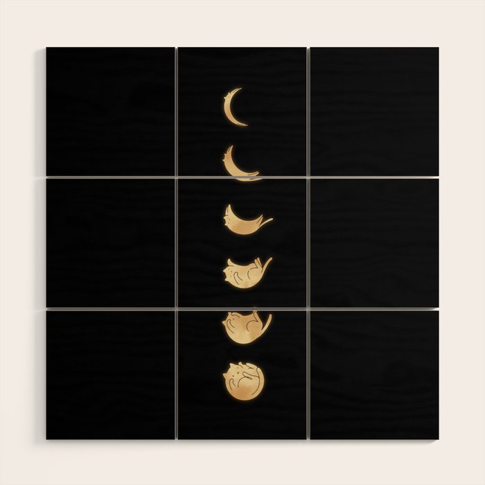 Cat Landscape 57: Phases of the Meow Wood Wall Art Gallery Image 1