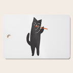 Black cat with flute Cutting Board Gallery Image 1