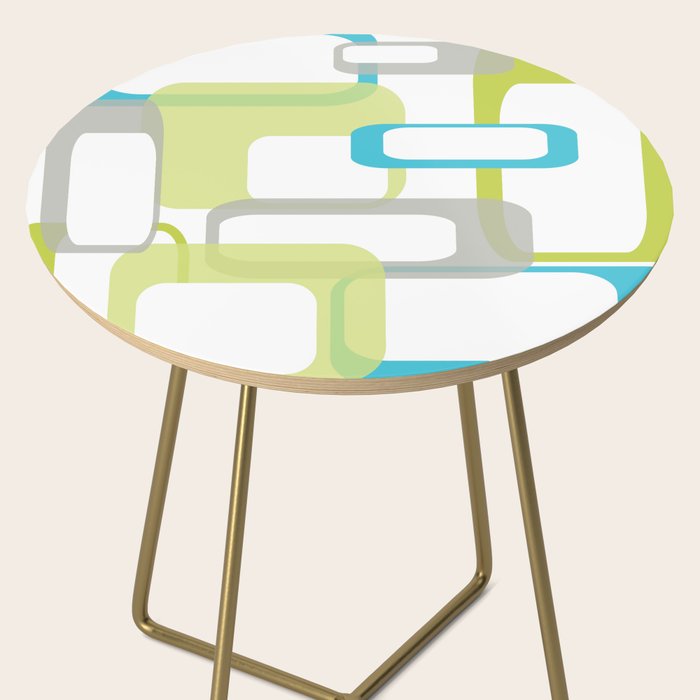 Mid-Century Modern Rectangle Design Blue Green and Gray Side Table Gallery Image 2