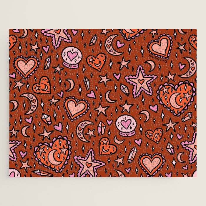 Love Witch Print in Red Jigsaw Puzzle Gallery Image 1
