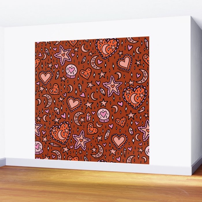 Love Witch Print in Red Wall Mural Gallery Image 2