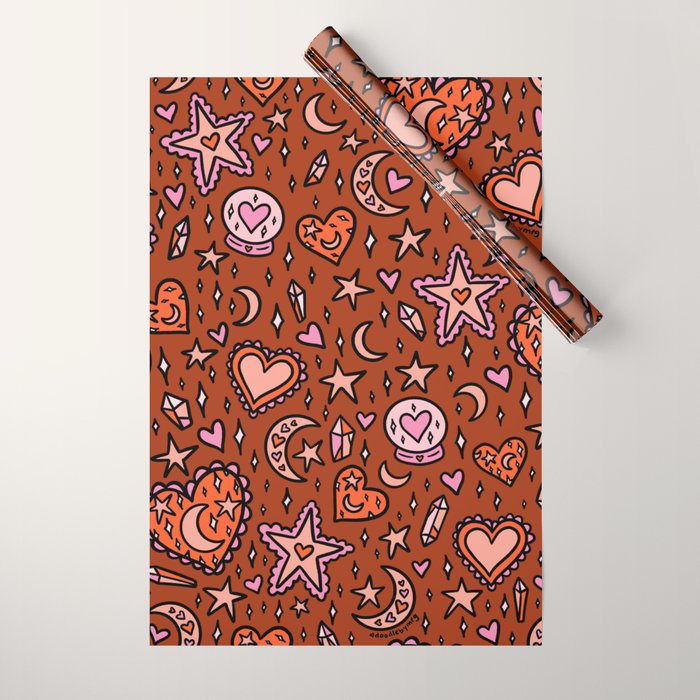 Love Witch Print in Red Wrapping Paper Gallery Image 1