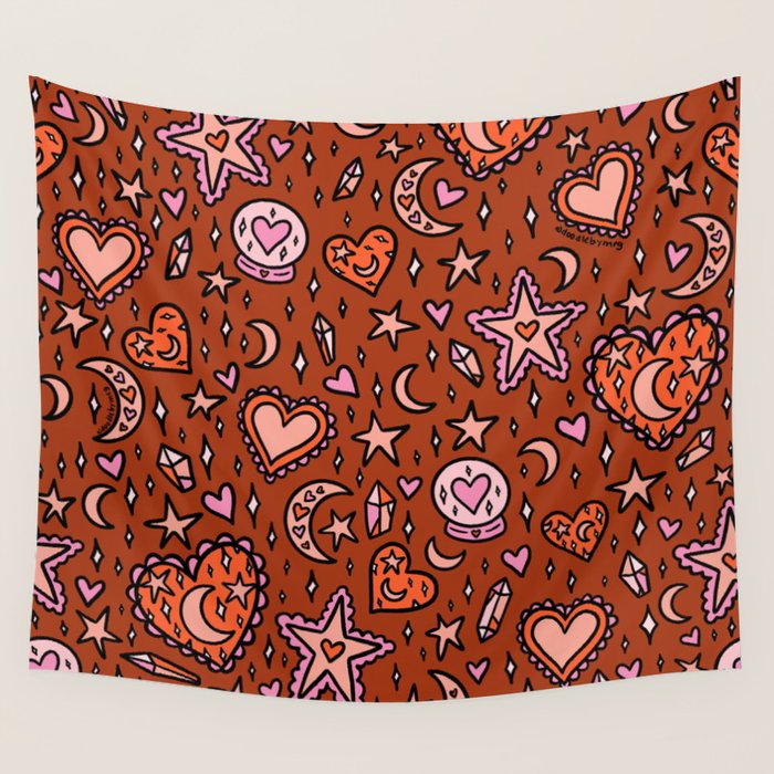 Love Witch Print in Red Wall Tapestry Gallery Image 1
