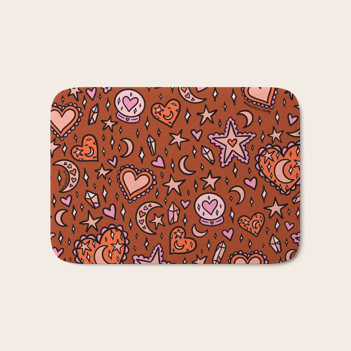 Love Witch Print in Red Bath Mat Gallery Image 1