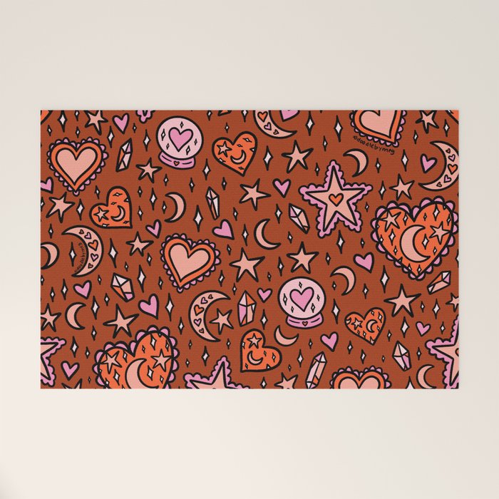 Love Witch Print in Red Welcome Mat Gallery Image 1