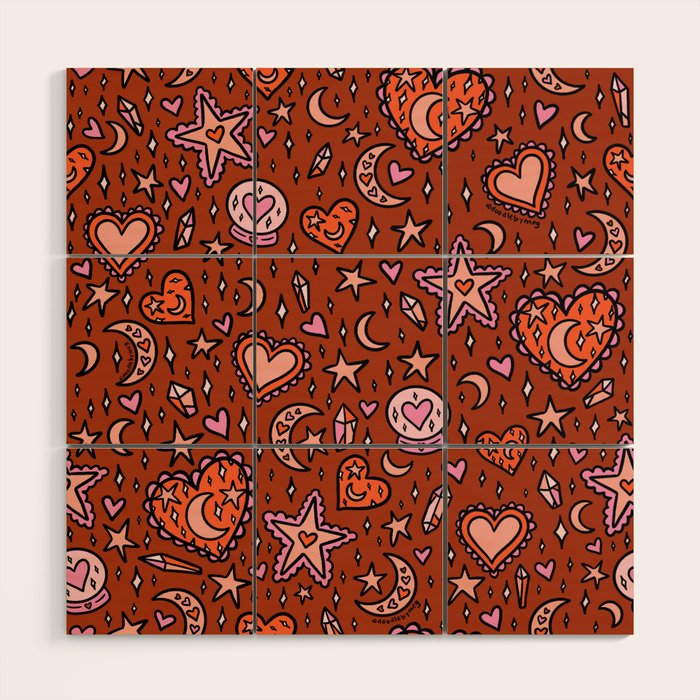 Love Witch Print in Red Wood Wall Art Gallery Image 1