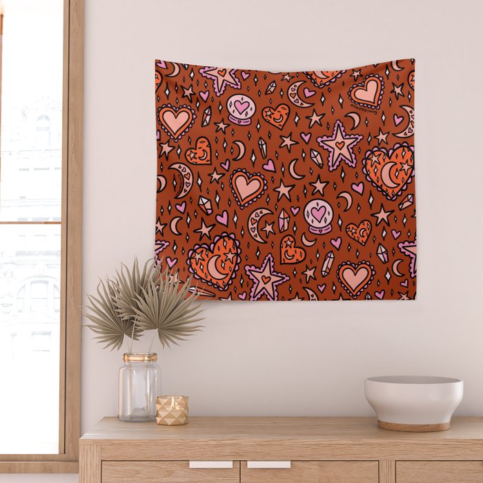 Love Witch Print in Red Wall Tapestry Gallery Image 2