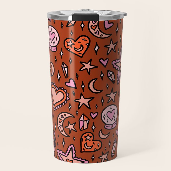 Love Witch Print in Red Travel Mug Gallery Image 1