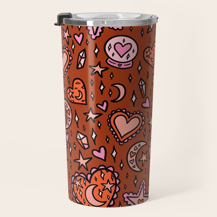 Love Witch Print in Red Travel Mug Gallery Image 3