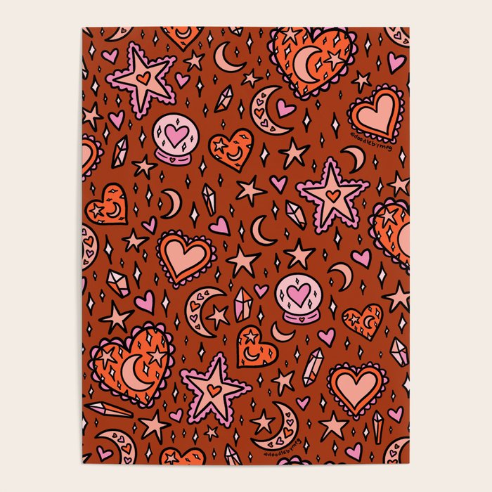 Love Witch Print in Red Poster Gallery Image 1