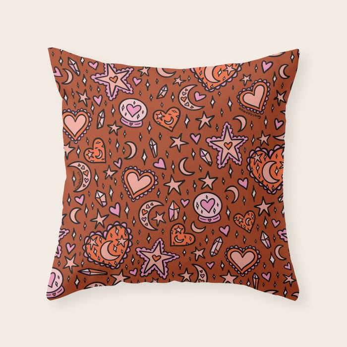 Love Witch Print in Red Throw Pillow Gallery Image 6