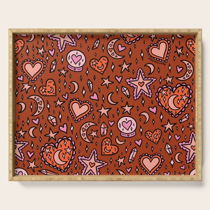 Love Witch Print in Red Serving Tray Gallery Image 1