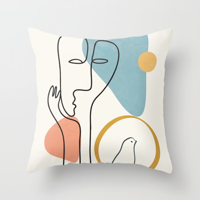 Abstract Faces 32 Throw Pillow Gallery Image 1