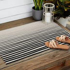 Black Vertical Lines Outdoor Rug Gallery Image 2