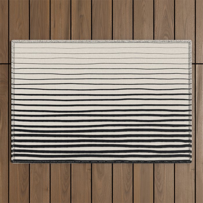 Black Vertical Lines Outdoor Rug Gallery Image 1