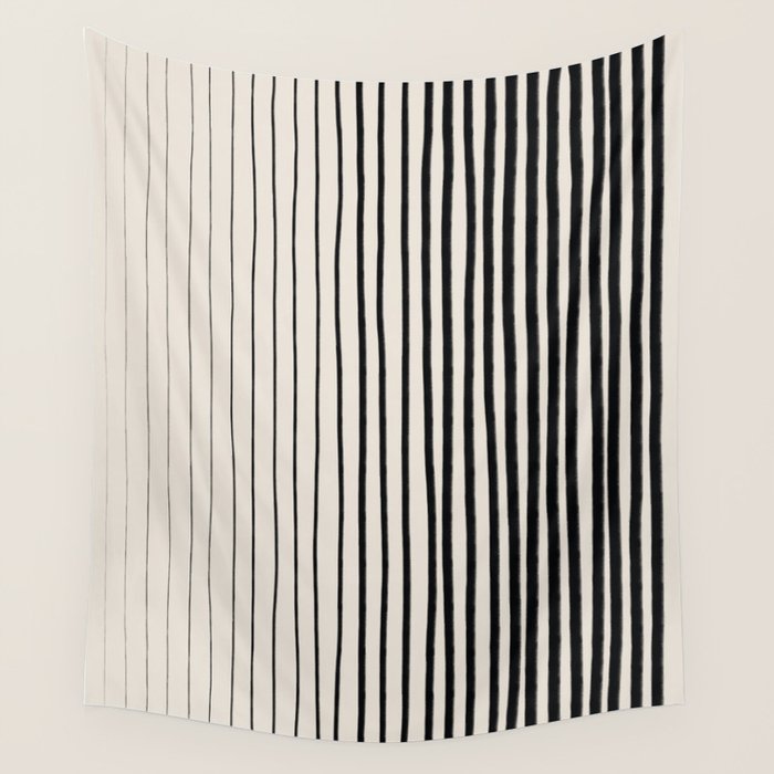 Black Vertical Lines Wall Tapestry Gallery Image 1