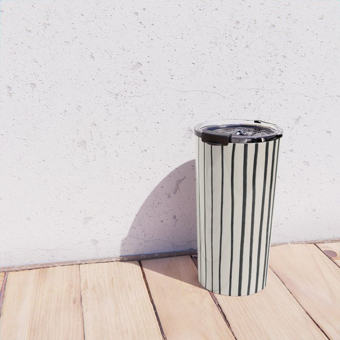 Black Vertical Lines Travel Mug Gallery Image 4