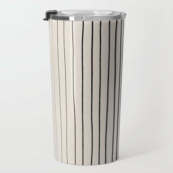 Black Vertical Lines Travel Mug Gallery Image 3
