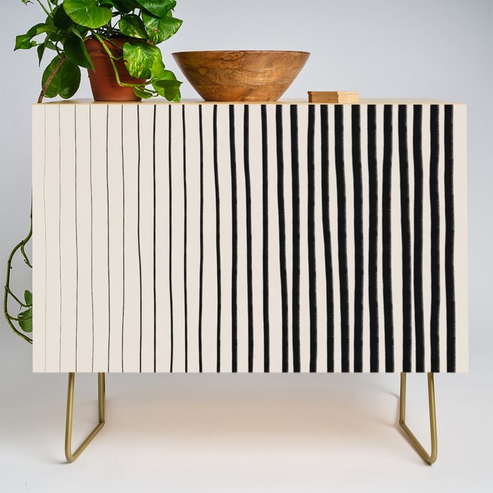 Black Vertical Lines Credenza Gallery Image 1