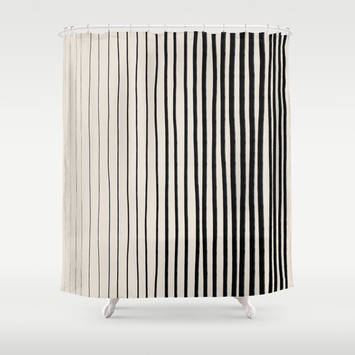 Black Vertical Lines Shower Curtain Gallery Image 1