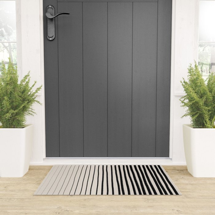 Black Vertical Lines Welcome Mat Gallery Image 3