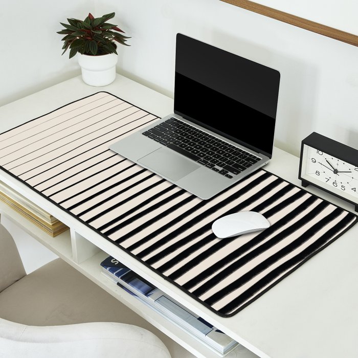 Black Vertical Lines Desk Mat Gallery Image 2