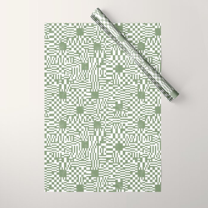 Green Op Art Vibes Wrapping Paper Gallery Image 1