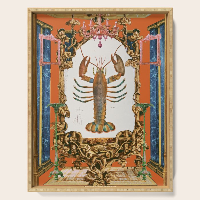 The Lobster - Surreal Collage with Ornate Baroque Style and Vintage Illustration Serving Tray Gallery Image 1