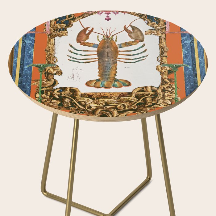 The Lobster - Surreal Collage with Ornate Baroque Style and Vintage Illustration Side Table Gallery Image 2