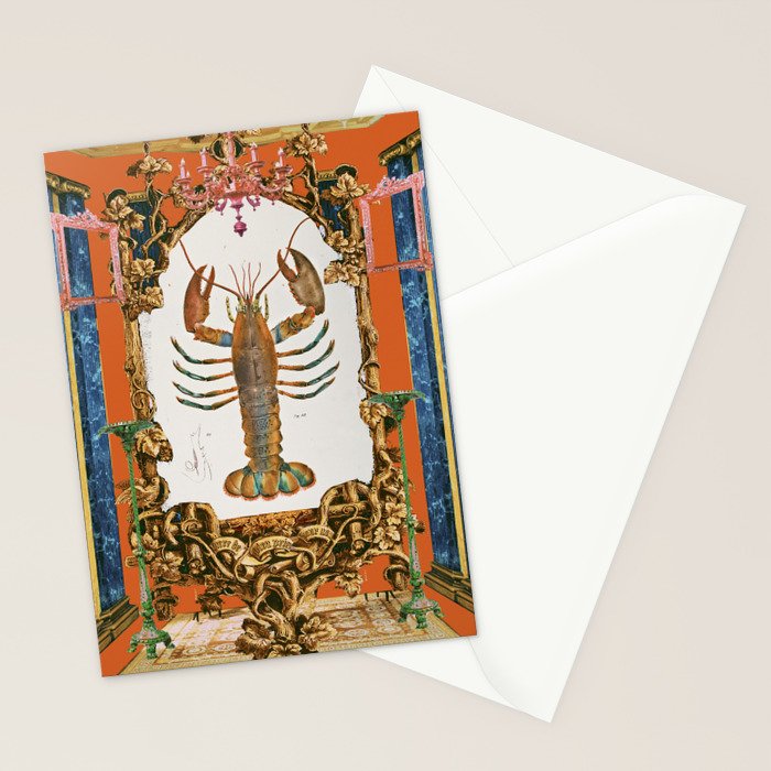 The Lobster - Surreal Collage with Ornate Baroque Style and Vintage Illustration Stationery Card Gallery Image 2