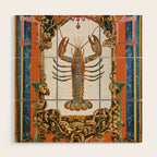 The Lobster - Surreal Collage with Ornate Baroque Style and Vintage Illustration Wood Wall Art Gallery Image 1